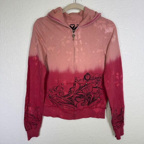 Key Jacket Womens Medium Koi Fish Studded Y2K Hoodie Tattoo Art Asian Key Closet